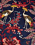 Velvet Exotic Bird Embellished Cushion