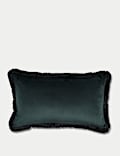 Grand coussin polochon en velours à motif nénuphar