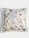 Pure Cotton Floral Fringed Cushion