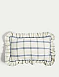 Cotton with Linen Checked Bolster Cushion