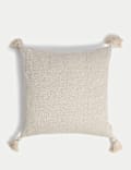 Pure Cotton Textured Tasselled Cushion