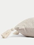 Pure Cotton Textured Tasselled Cushion