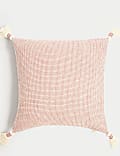 Pure Cotton Textured Tasselled Cushion