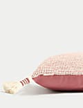 Pure Cotton Textured Tasselled Cushion