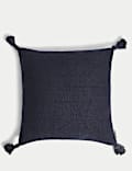 Pure Cotton Textured Tasselled Cushion