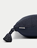 Pure Cotton Textured Tasselled Cushion