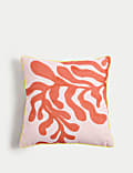 Set of 2 Coral & Checked Outdoor Cushions