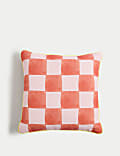 Set of 2 Coral & Checked Outdoor Cushions