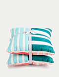 Set of 2 Reversible Striped Outdoor Cushions