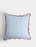Pure Cotton Large Embroidered Scallop Cushion