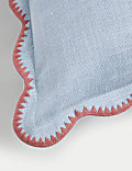 Pure Cotton Large Embroidered Scallop Cushion