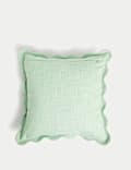 Pure Cotton Large Embroidered Scallop Cushion