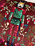 Velvet Nutcracker Embellished Cushion