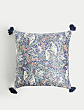 Velvet Floral Tasselled Cushion