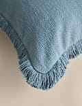 Pure Cotton Textured Fringe Cushion
