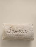 Faux Fur Snooze Slogan Bolster Cushion