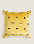 Velvet Bee Embroidered Cushion