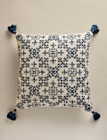 Pure Cotton Embroidered Tassel Cushion