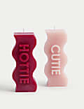 Set of 2 Hottie & Cutie Pillar Candles