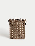 Pure Leather Woven Cross Body Bag