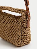 Straw Woven Top Handle Cross Body Bag