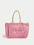 Straw & Jute Macramé Beach Tote Bag