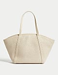 Faux Leather Woven Tote Shopper