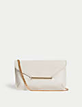 Faux Leather Chain Strap Clutch Bag