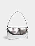 Faux Leather Puffy Baguette Bag