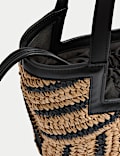 Straw Drawstring Tote Bag