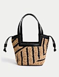 Straw Drawstring Tote Bag