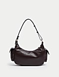 Faux Leather Utility Shoulder Bag