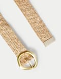 Circle Buckle Raffia Belt