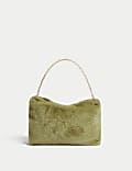 Faux Shearling Chain Strap Shoulder Bag