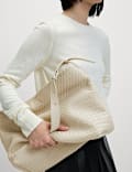Faux Leather Woven Shoulder Strap