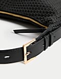 Faux Leather Woven Sling Bag