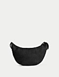 Faux Leather Woven Sling Bag