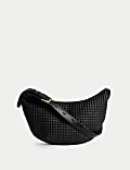 Faux Leather Woven Sling Bag