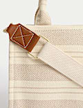 Pure Cotton Striped Cross Body Bag
