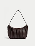 Faux Leather Pleated Shoulder Bag