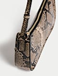 Faux Leather Clean Baguette Bag