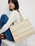 Pure Cotton Canvas Striped Tote Bag