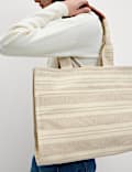 Pure Cotton Canvas Striped Tote Bag