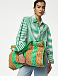 Straw Striped Tote Bag