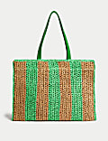 Straw Striped Tote Bag