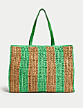 Straw Striped Tote Bag