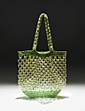 Straw Pearl Shoulder Shopper