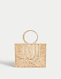 Straw Top Handle Structured Bag