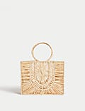 Straw Top Handle Structured Bag