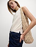 Sac à bandoulière en coton avec perles